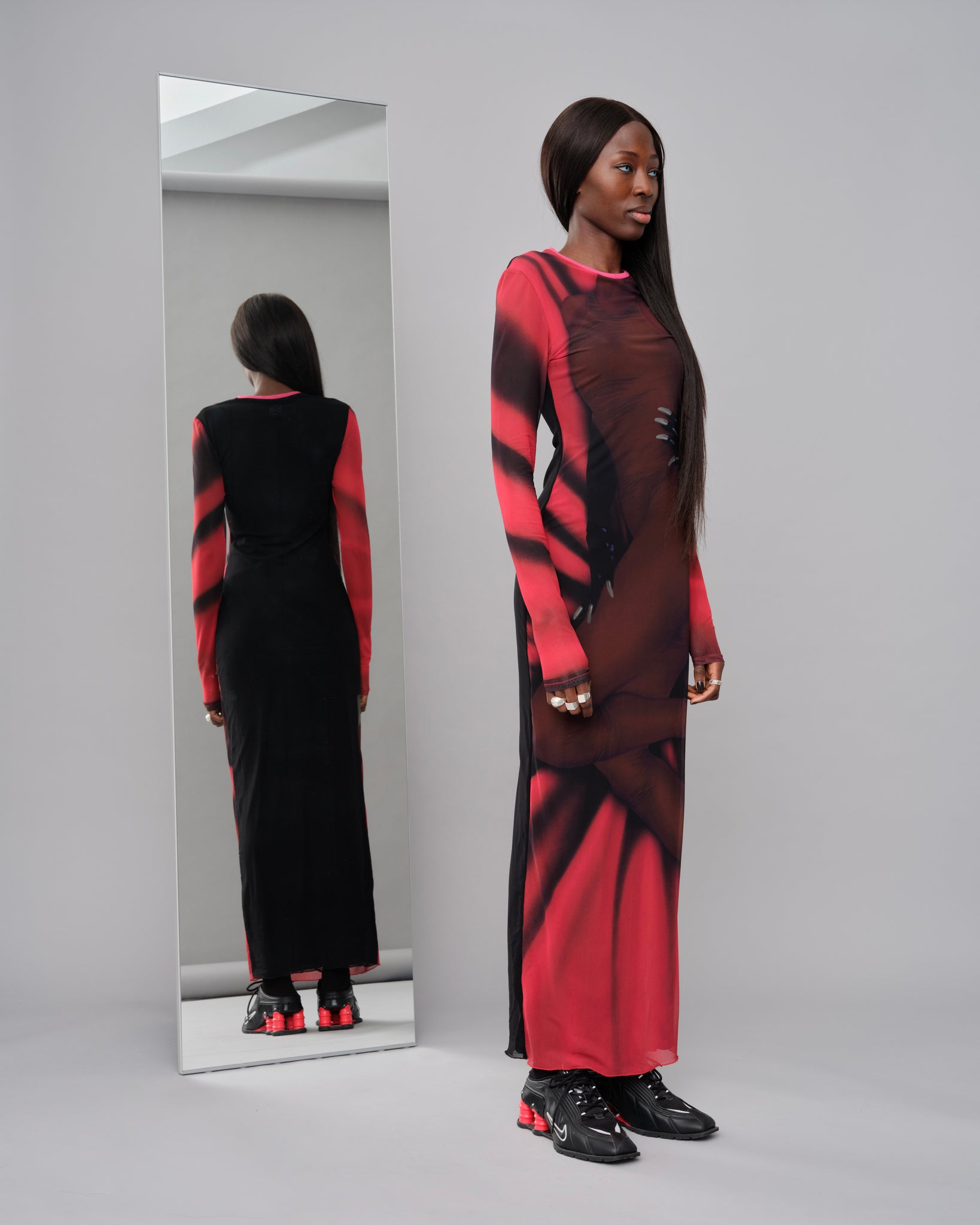 LOEWE PRINTED MESH DRESS