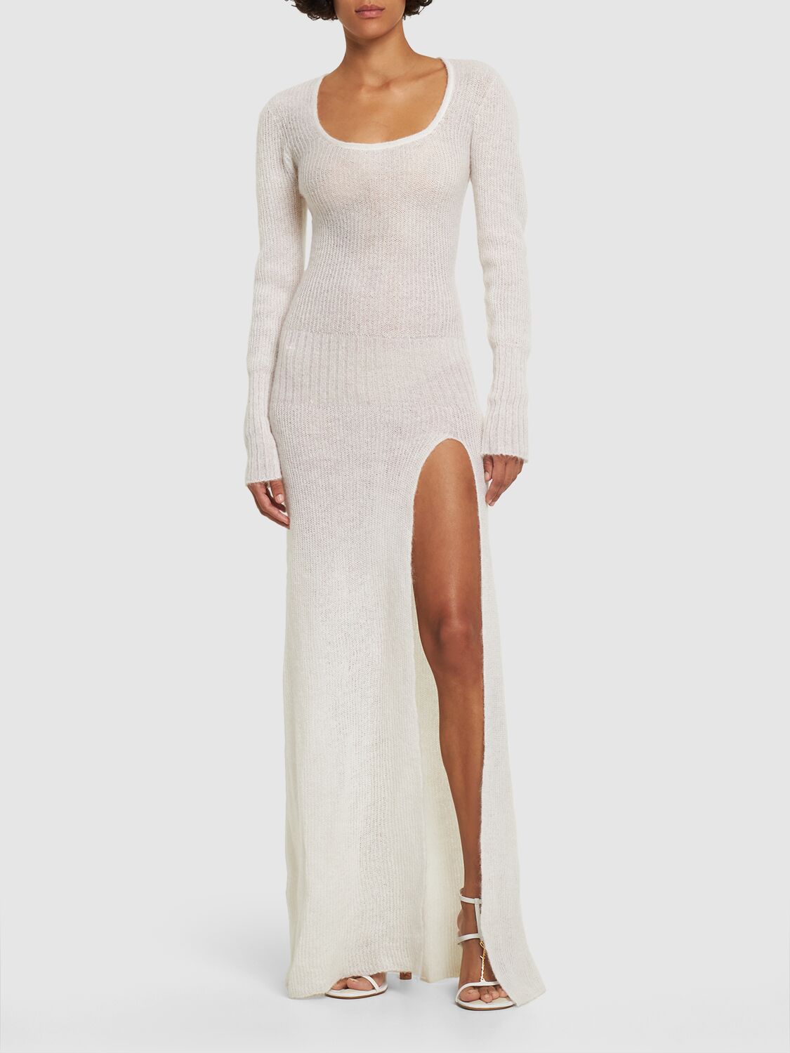 JACQUEMUS WHITE KNIT DRESS