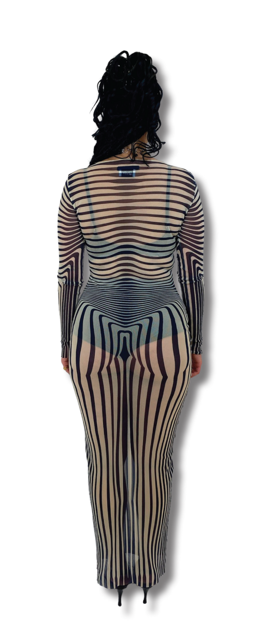 JEAN PAUL GAULTIER WHITE/BLACK MESH DRESS