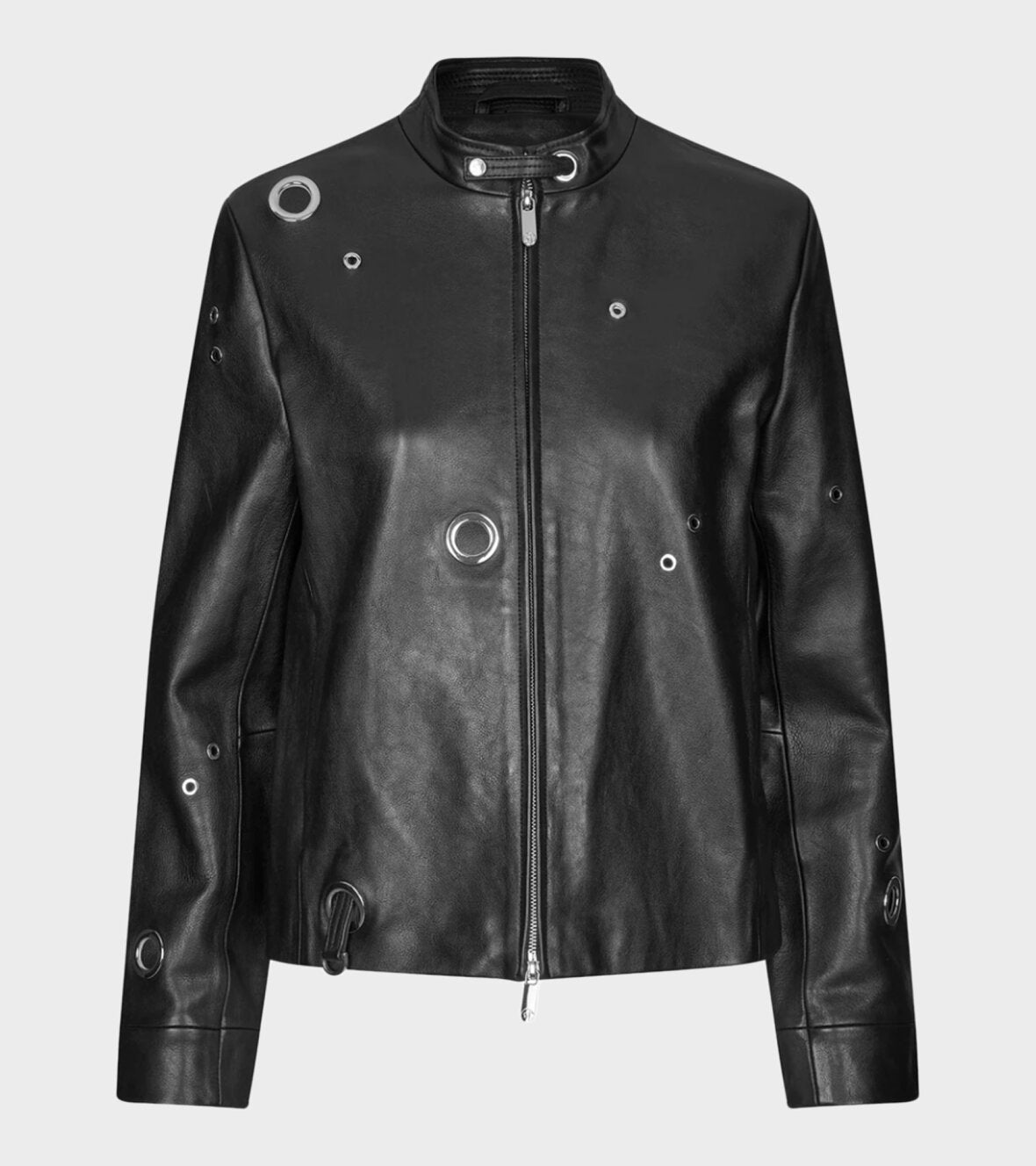 SAKS POTTS LEATHER METAL EYELETS JACKET BLACK