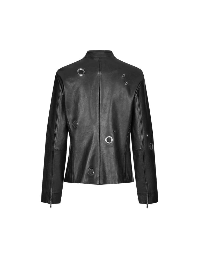 SAKS POTTS LEATHER METAL EYELETS JACKET BLACK