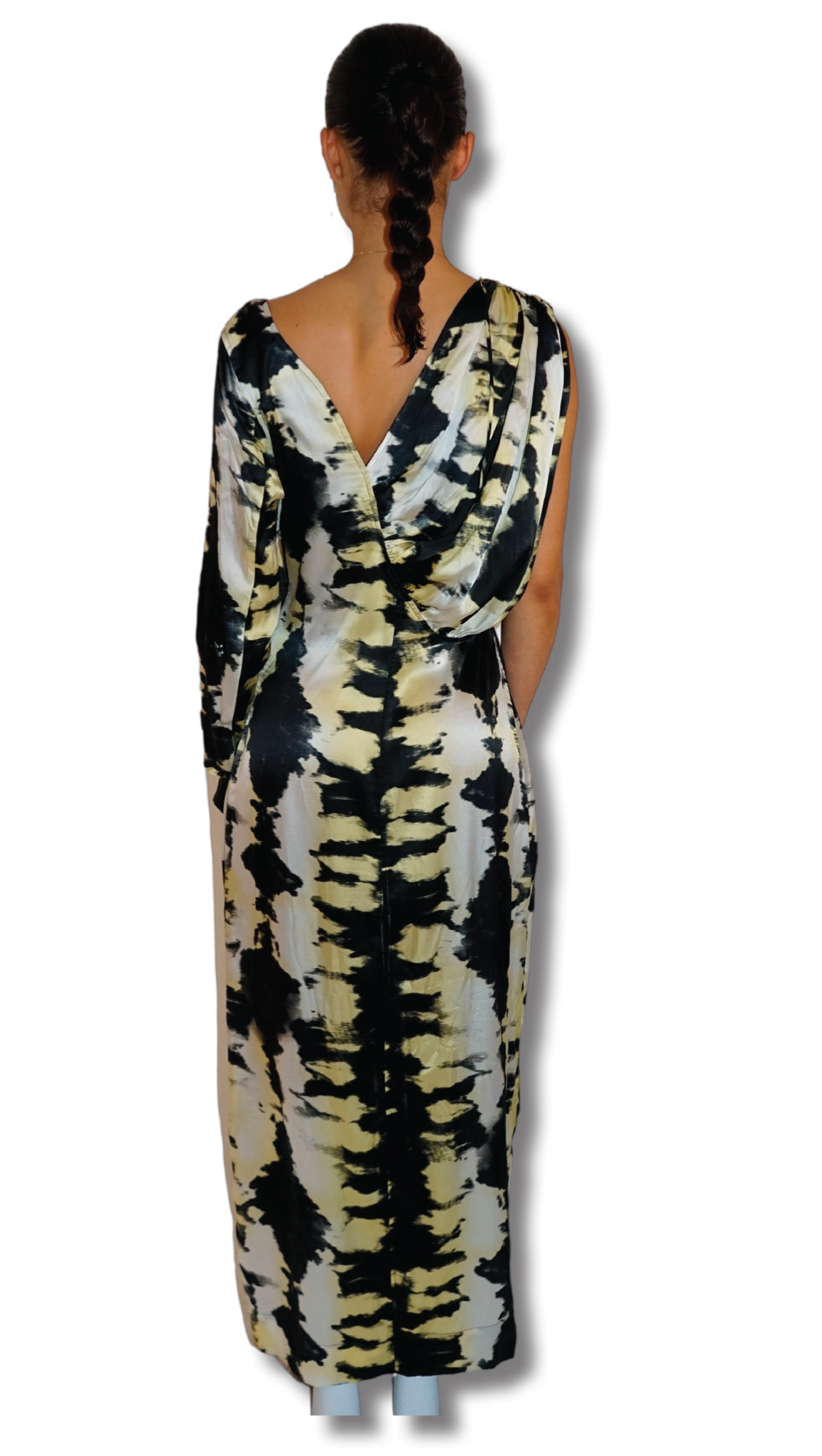 GANNI TIE DYE SILK ASYMMETRIC DRESS