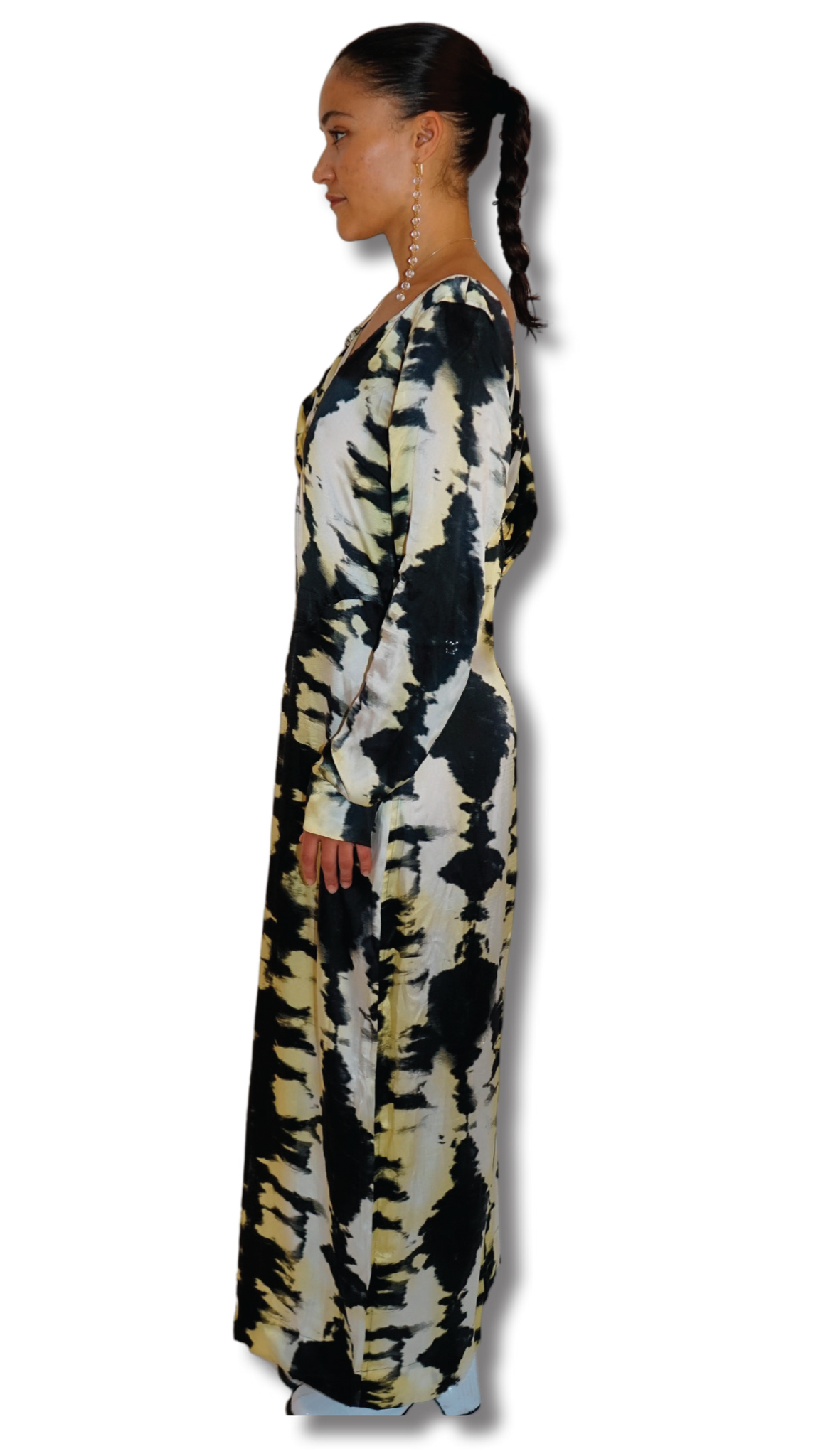 GANNI TIE DYE SILK ASYMMETRIC DRESS